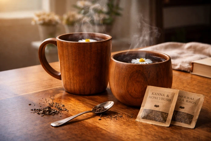 tazas de madera infusiones